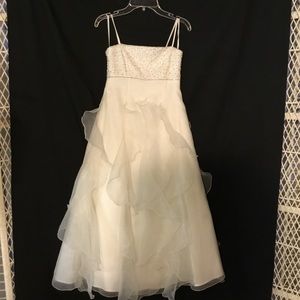 Cream Chiffon Long Dress with Beaded Top